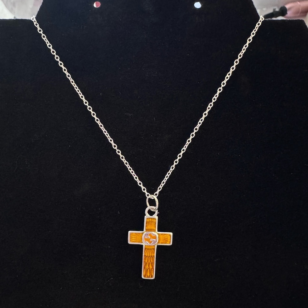 Gucci Silver and Gold Cross Necklace